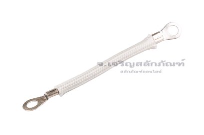 [E] สายกราวด์ สายถัก ทองแดงชุบดีบุก ครอบสายทนความร้อน 300 องศา ขนาด 10 sq.mm ยาว 100 mm